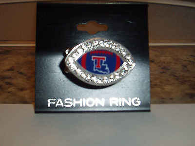 LOUISIANA TECH BULLDOGS CRYSTAL FOOTBALL STYLE RING NEW MADE IN USA