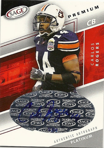AUBURN TIGERS CARLOS RODGERS ROOKIE AUTOGRAPH #ED TO 10