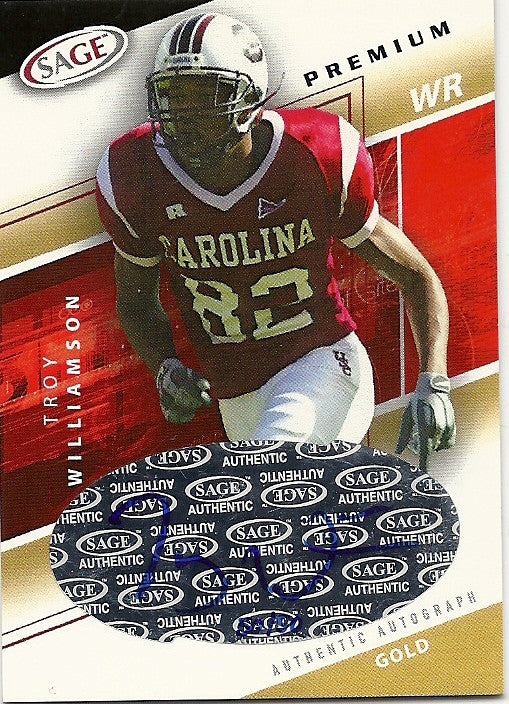 SOUTH CAROLINA GAMECOCKS TROY WILLIAMSON ROOKIE AUTOGRAPH #ED TO 50