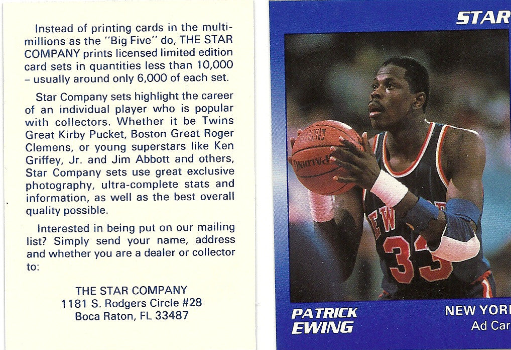 NEW YORK KNICKS PATRICK EWING STAR PROMO LOT OF 50