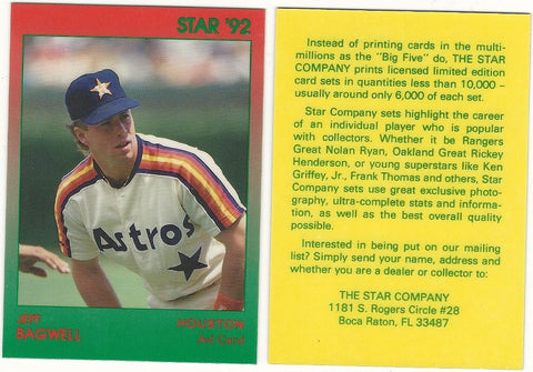 HOUSTON ASTROS JEFF BAGWELL GLOSSY STAR AD CARD LOT OF 17