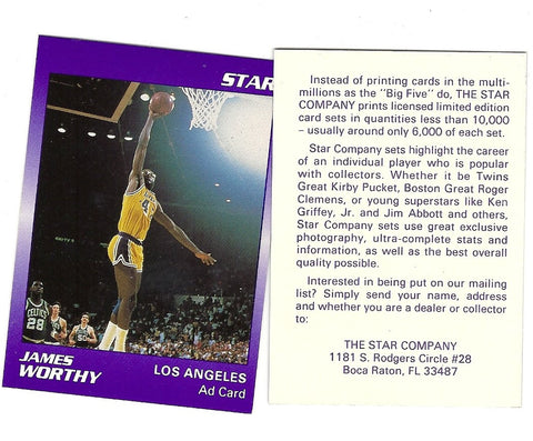 LOS ANGELES LAKERS JAMES WORTHY STAR AD CARD LOT OF 50