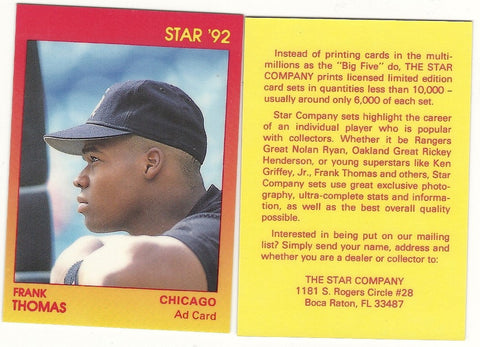 CHICAGO WHITE SOX FRANK THOMAS GLOSSY STAR AD CARD LOT OF 39